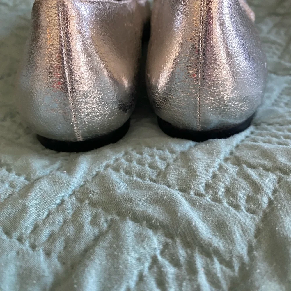 NEW Lovely Silver Ladies Ballet Mary Jane Flats Shoes 11 Summer Evening Wedding - Picture 5 of 7